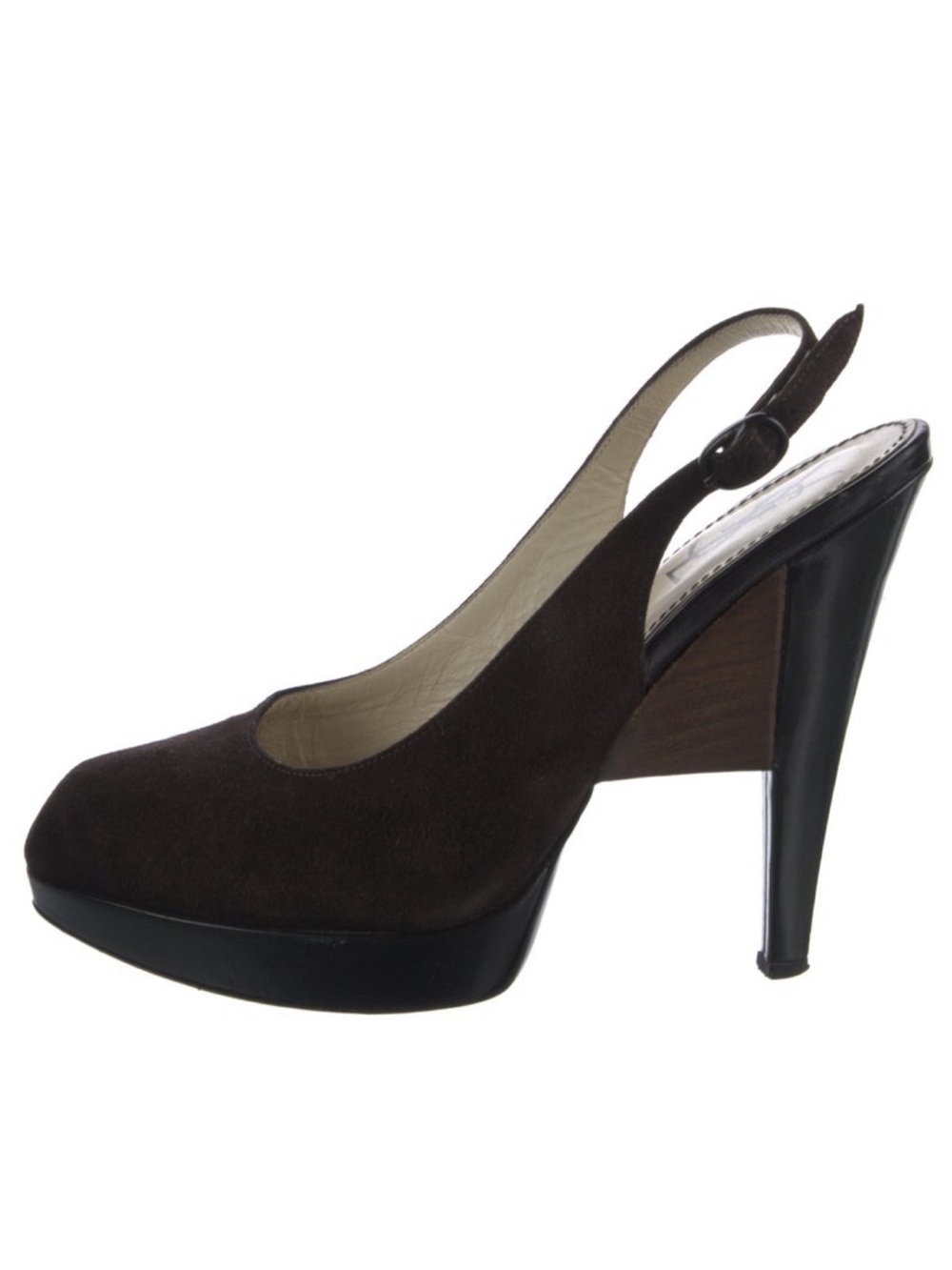 Yves Saint Laurent black Suede Slingback Pumps